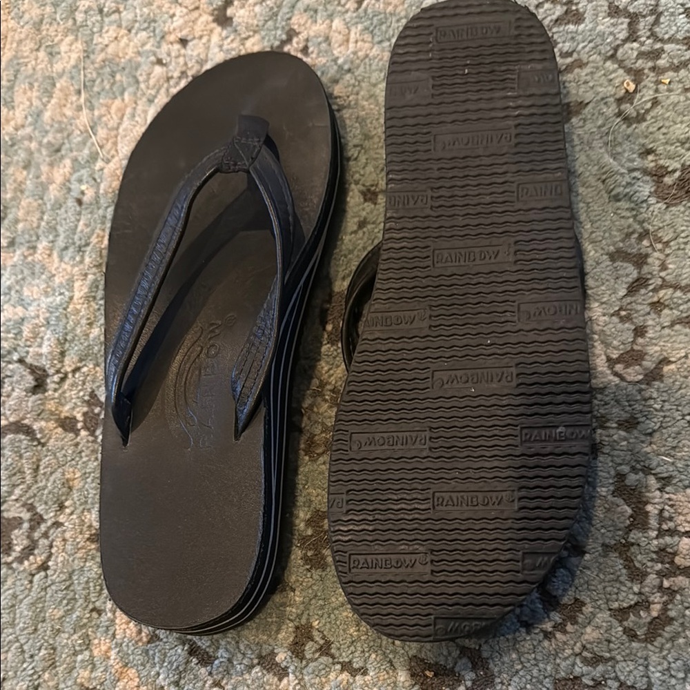 Rainbow Sandals Black Flip Flops Small